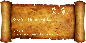Kozár Henrietta névjegykártya